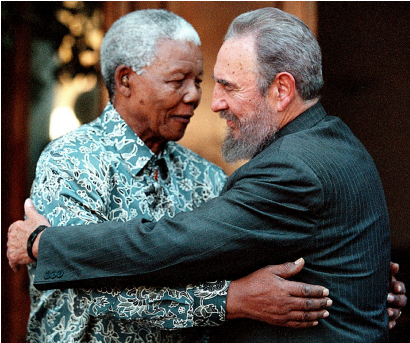 Nelson Mandela & Fidel Castro - Nelson Mandela And Fw De Klerk Negotiating (608x342), Png Download