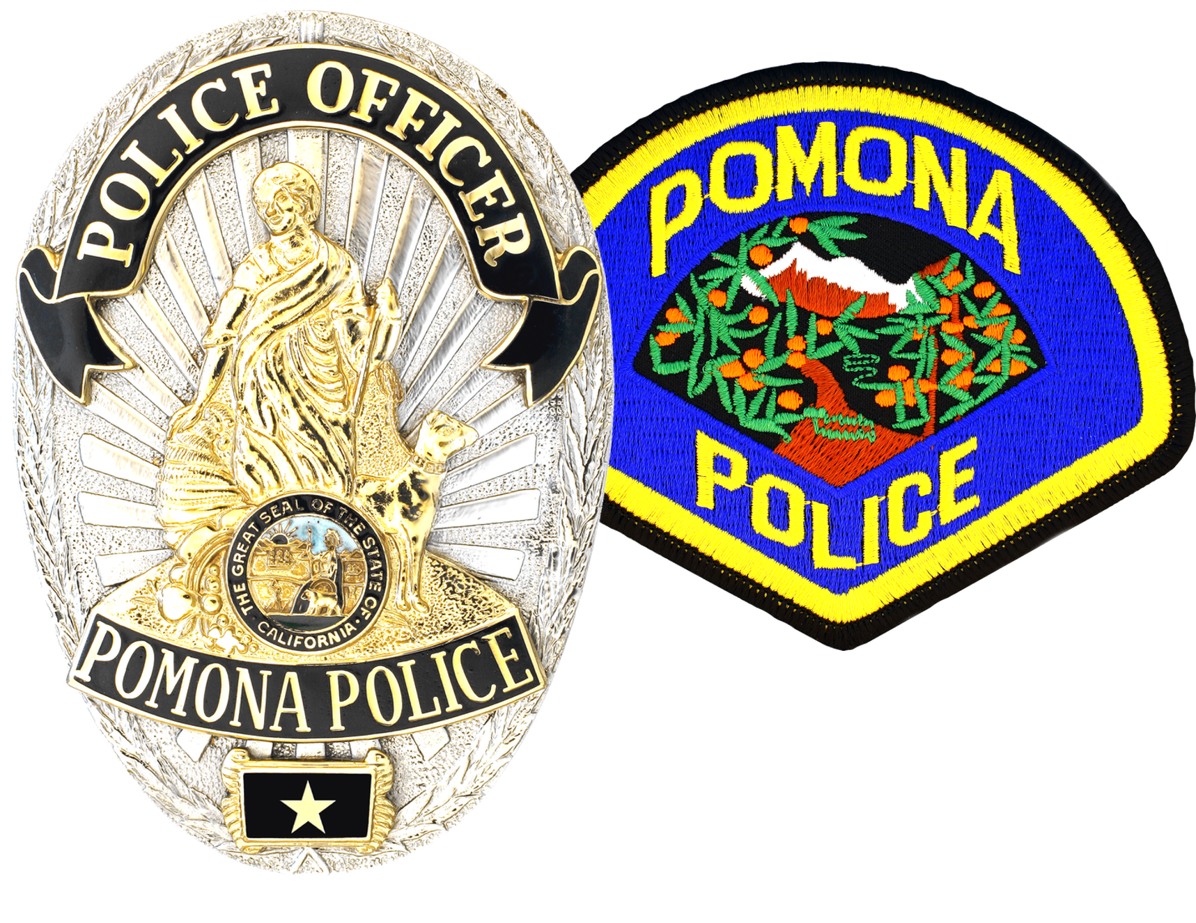 Combo Badge And Patch - Pomona Police Badge (1746x1426), Png Download