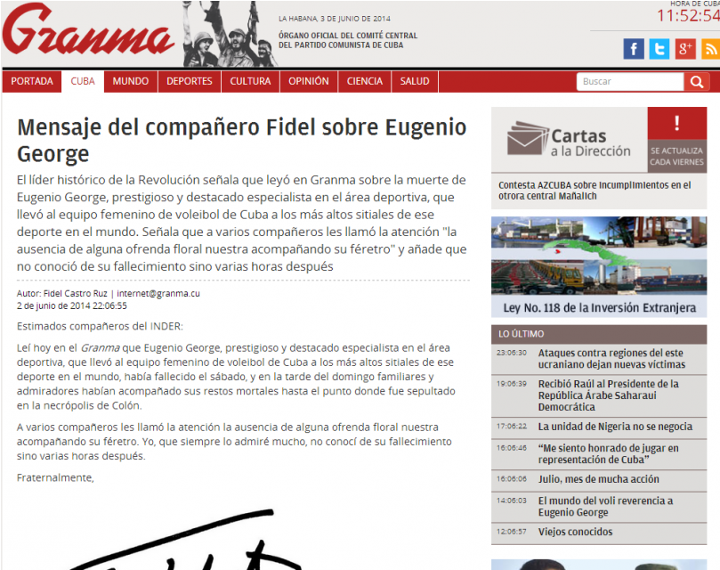 Después De Más De Dos Meses, Reapareció Fidel Castro - Granma (1140x640), Png Download