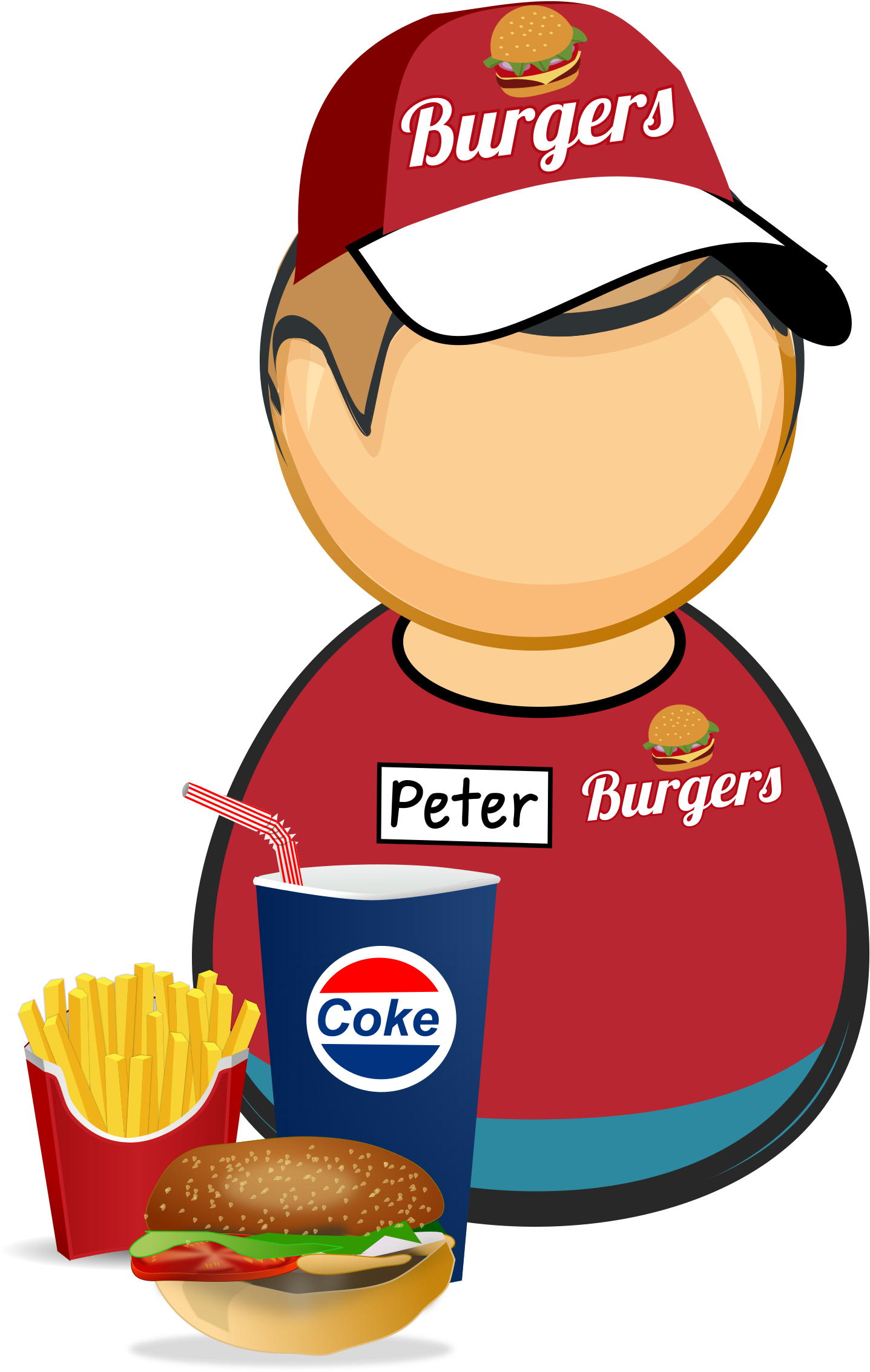 This Free Icons Png Design Of Fastfood Worker (1580x2400), Png Download