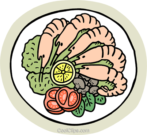 Shrimp Cocktail Royalty Free Vector Clip Art Illustration - Plate Of Food Clip Art (480x441), Png Download