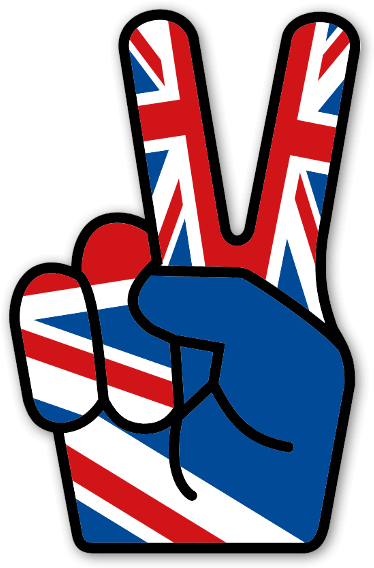 Union Jack Victory Fingers Sticker - Union Jack V For Victory (404x600), Png Download