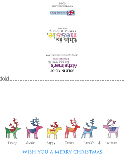 Rainbow Reindeer Six - Reindeer Family Christmas Cards (400x567), Png Download