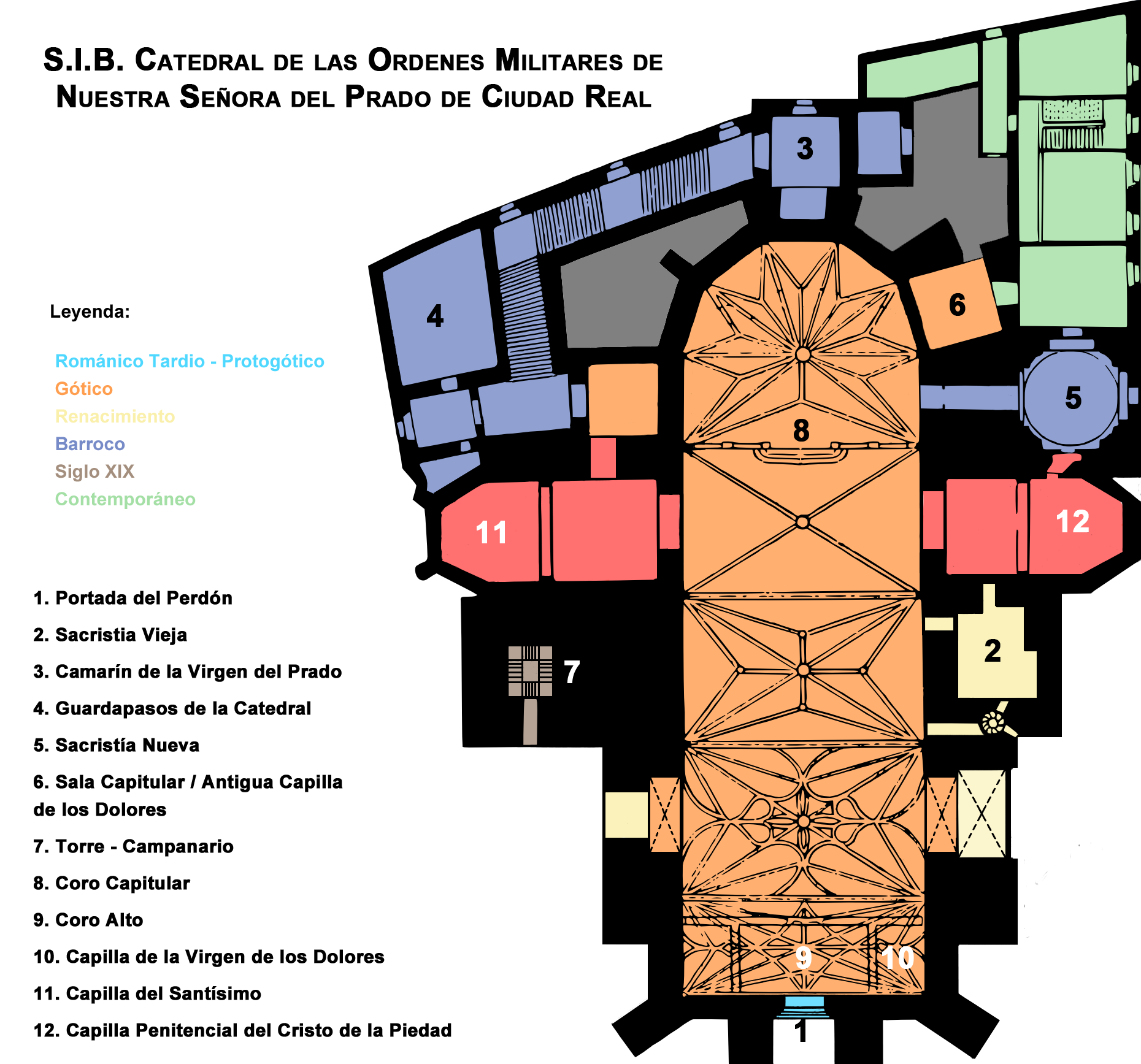 Planta Catedral Ciudad Real - Plano Catedral De Ciudad Real (1860x1735), Png Download