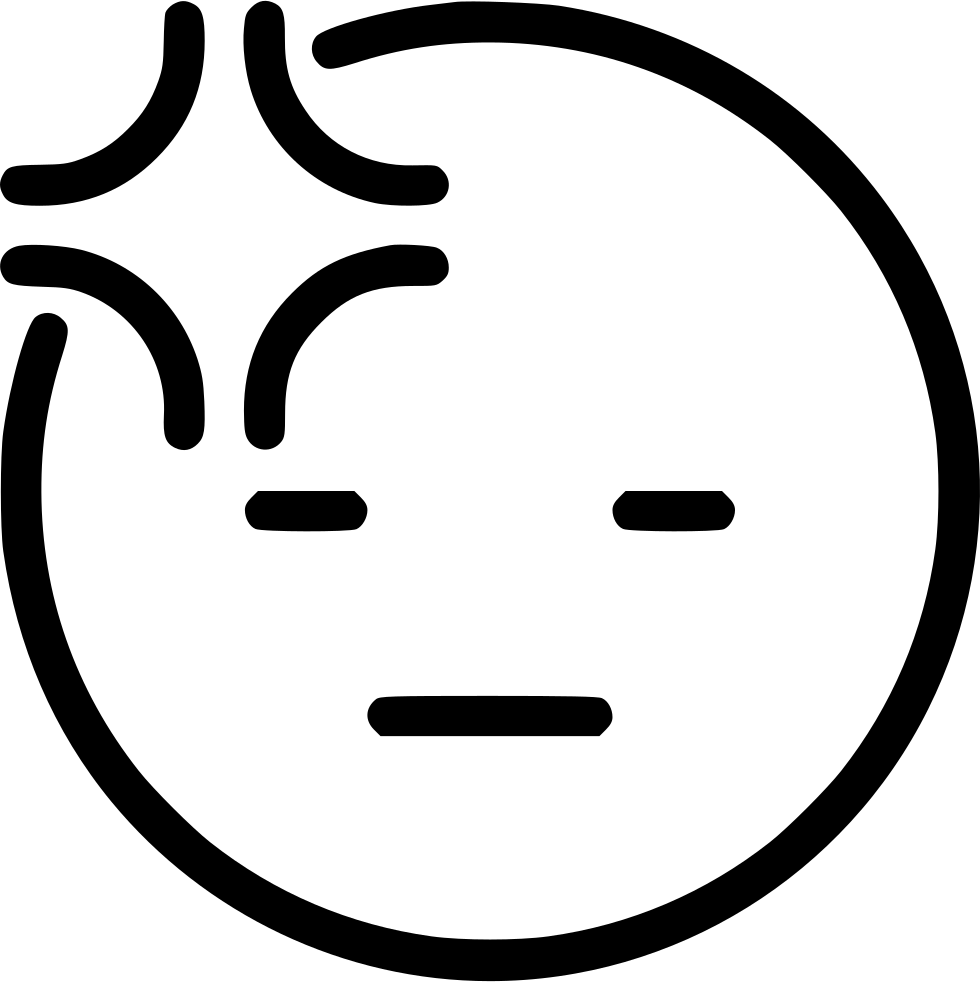Headache Comments - Angry Face Clipart Black And White (980x982), Png Download