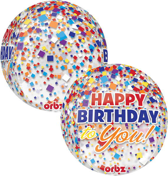 Globo Hbd Clear - Amscan Orbz Happy Birthday Confetti Balloon, Clear (600x600), Png Download