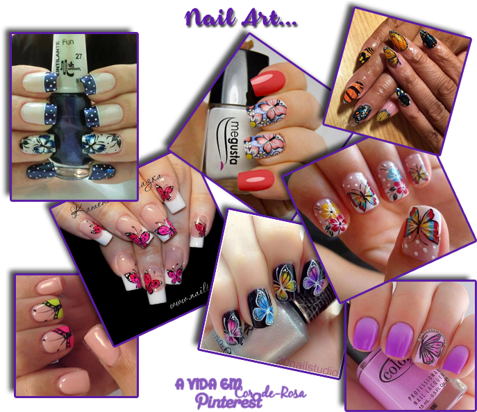 Borboletas-7 - Adesivos De Unhas Pintura De Flores Vermelho P46 (700x600), Png Download