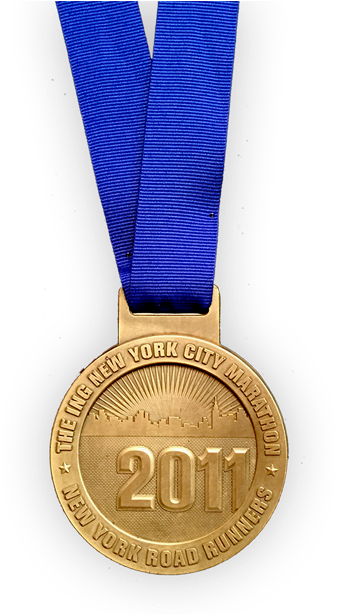 2011 New York City Marathon Finisher Medal - Gold Medal (1000x613), Png Download