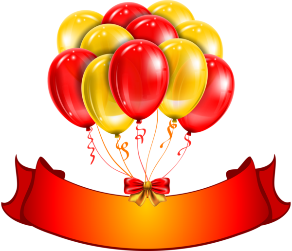 Faixa De Aniversário, Kit Festa, Bolos De - Red And Yellow Balloons Png (600x516), Png Download