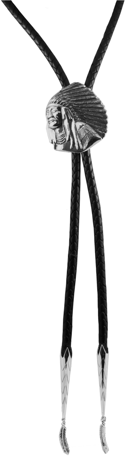 Sterling Silver Indian Profile Bolo - Rein (498x1517), Png Download