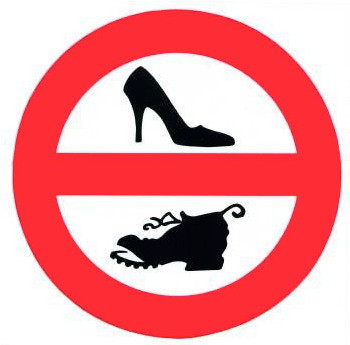 Pegatina Trem Seguridad Zapatos Usar Señalizacion Prohibido - Prohibido Entrar Con Zapatos (432x345), Png Download