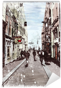 Illustration Of City Street - Watercolor Painting (400x400), Png Download