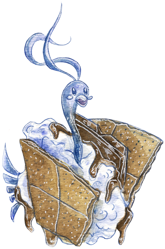 Altaria Marshmallow S'mores Vinyl Sticker - Cartoon (628x867), Png Download