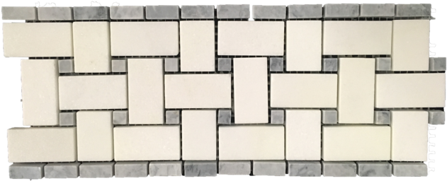 White Thassos Basketweave Border With 3/8" Pacific - Thasos (640x267), Png Download