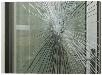 Cuadro En Lienzo Cristal De La Ventana De Vidrio Roto - Pękła Szyba W Oknie Plastikowym (400x400), Png Download