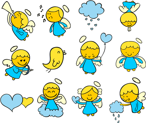 Vinilo Decorativo Infantil Kit De Angelitos Y Pájaros - Vinilos De Angelitos (470x470), Png Download