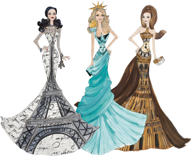 Dolls Of The World® Landmark Collection Limited Edition - Paris New York London (640x950), Png Download