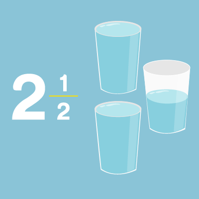 Dos Y Medio Vasos De Agua - Dos Y Medio En Numero (400x400), Png Download