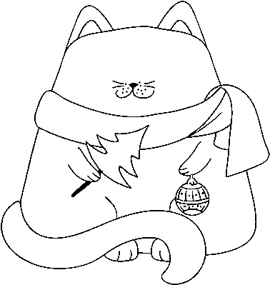Dibujo De Gato Con Adornos Navideños Para Colorear - Disegni Natalizi Gatto (600x470), Png Download