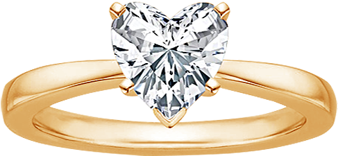 Anillos De Compromiso - 9ct Yellow Gold Solitaire Engagement Ring Accents Heart (640x480), Png Download