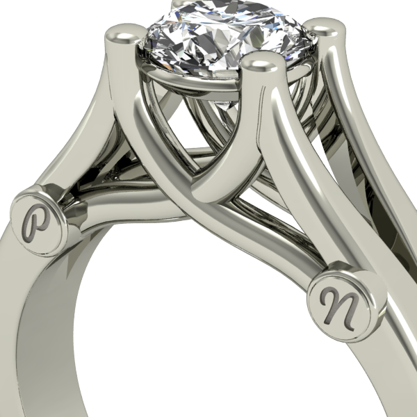 Dos - Anillo De Compromiso Oro Blanco Con Rubi (600x600), Png Download