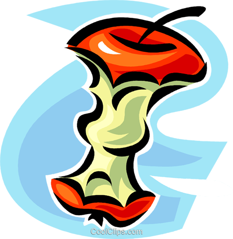 Apple Core Royalty Free Vector Clip Art Illustration - Как Нарисовать Огрызок Яблоко (469x480), Png Download