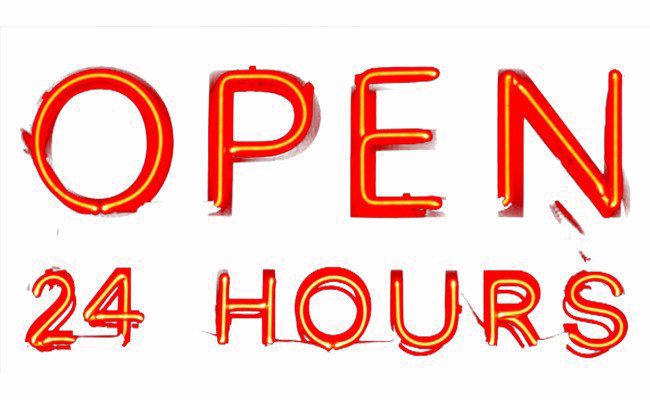 24 Hours Png Photos - Neon Lighting (650x400), Png Download