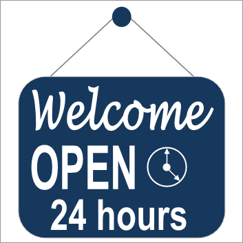 Share This - - Open For Business 24 7 (353x353), Png Download