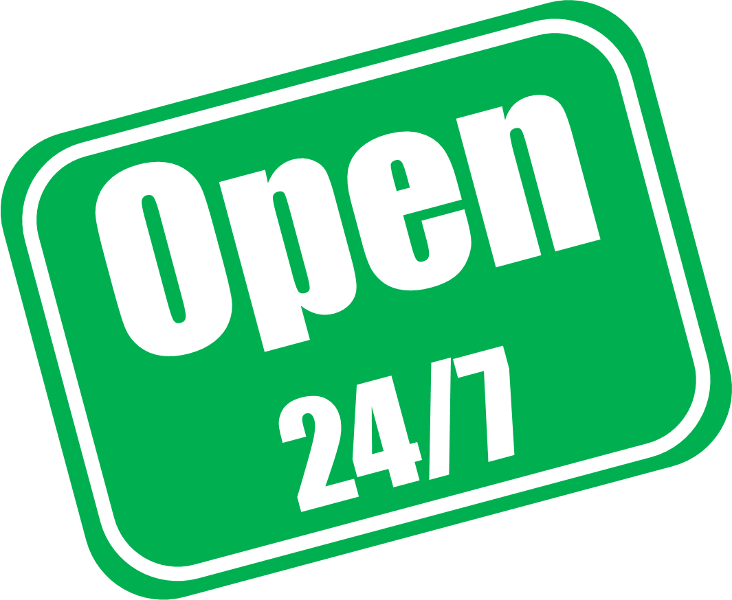 Open 24 7 - Open 24 7 Sign (1065x874), Png Download