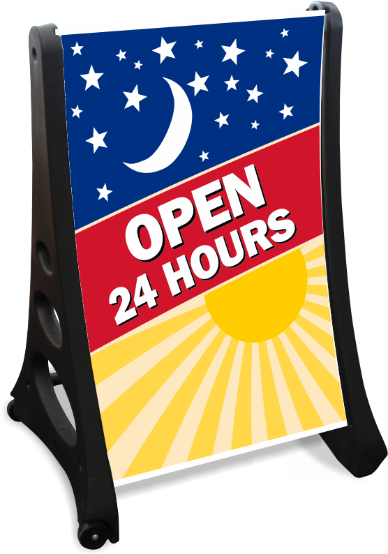 Open 24 Hours A-frame Portable Sidewalk Sign Kit - Sign (800x800), Png Download