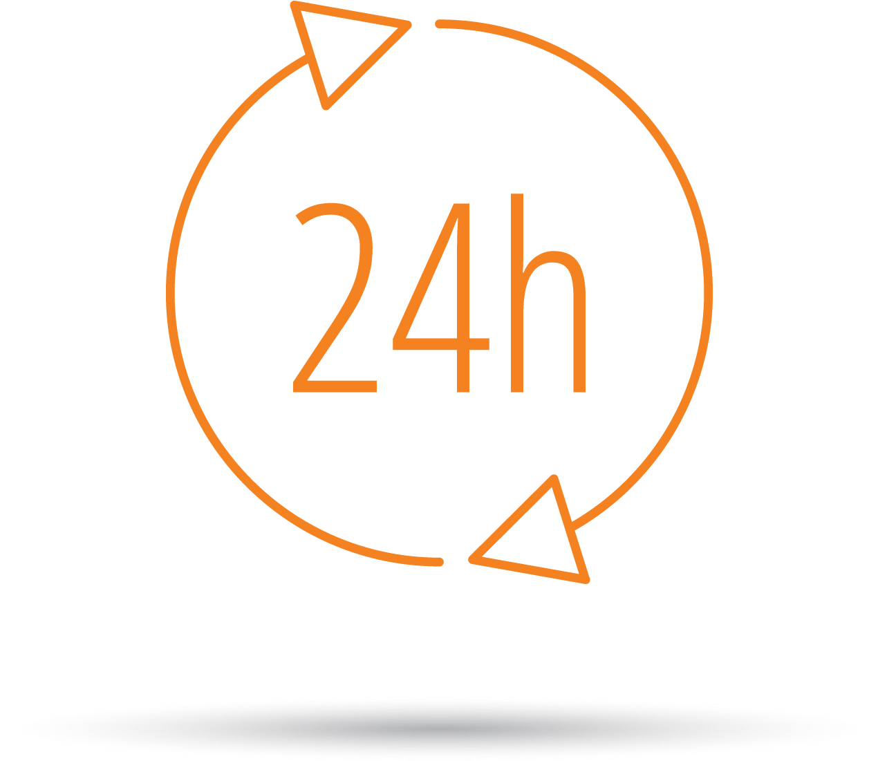 Open 24 Hours Orange Icon With Shadow - 24 Hour Orange Icon (1525x1329), Png Download