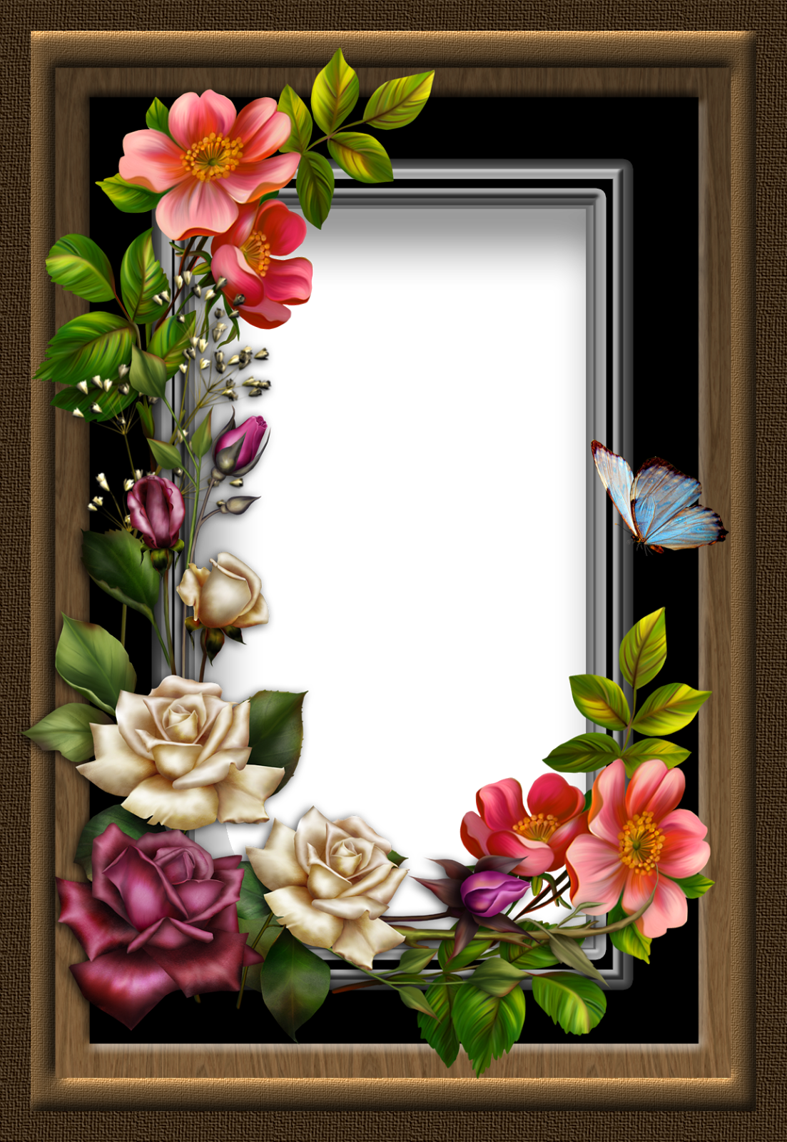 Marcos Para Fotos Con Paisaje Marcos Para Fotos Con - Valentine's Day Card With Heart And Roses - My Sweet (1103x1600), Png Download