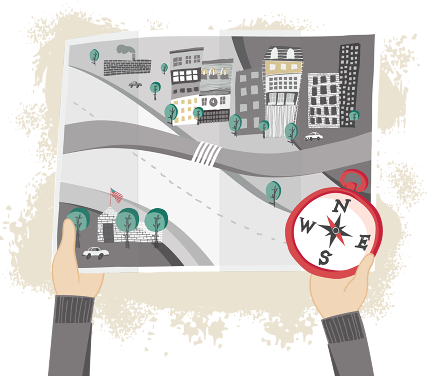 Compass And Map - Business (1500x1600), Png Download