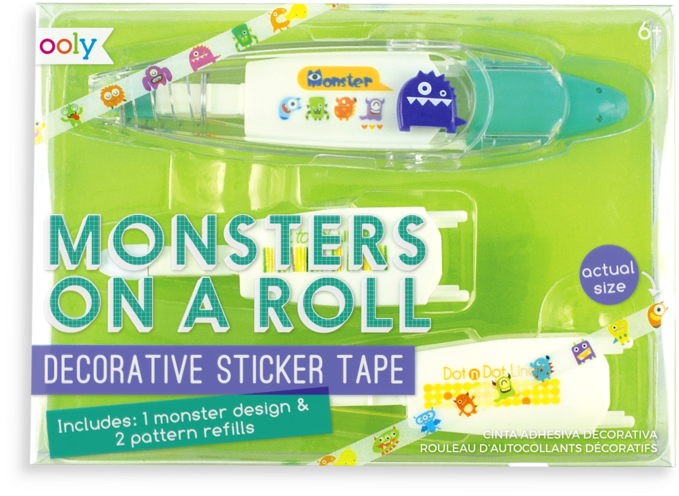 On A Roll Decorative Sticker Tape - Monsters On A Roll Deco Tape Refills (800x800), Png Download