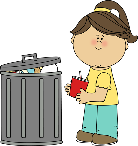 Trash Pick Up Clipart - Put The Trash In The Trash Can (470x500), Png Download
