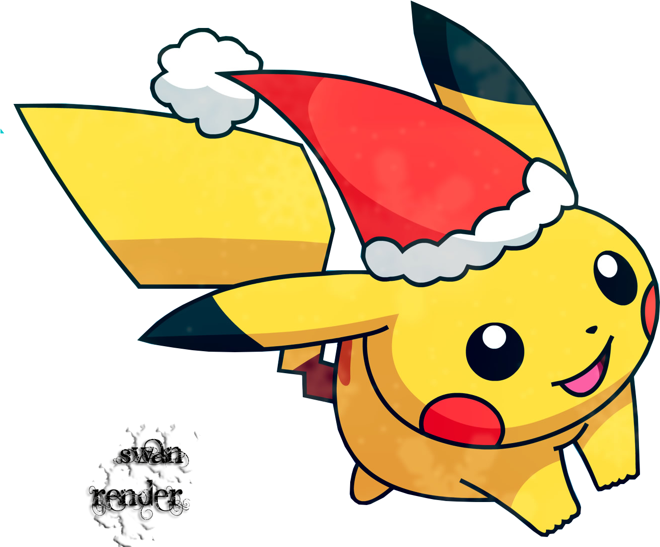Pikachu With Santa Hat (1344x1104), Png Download