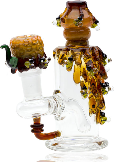 Mini Dab Rig W/ Beehive Theme - Empire Glassworks Mini Recycler (800x800), Png Download