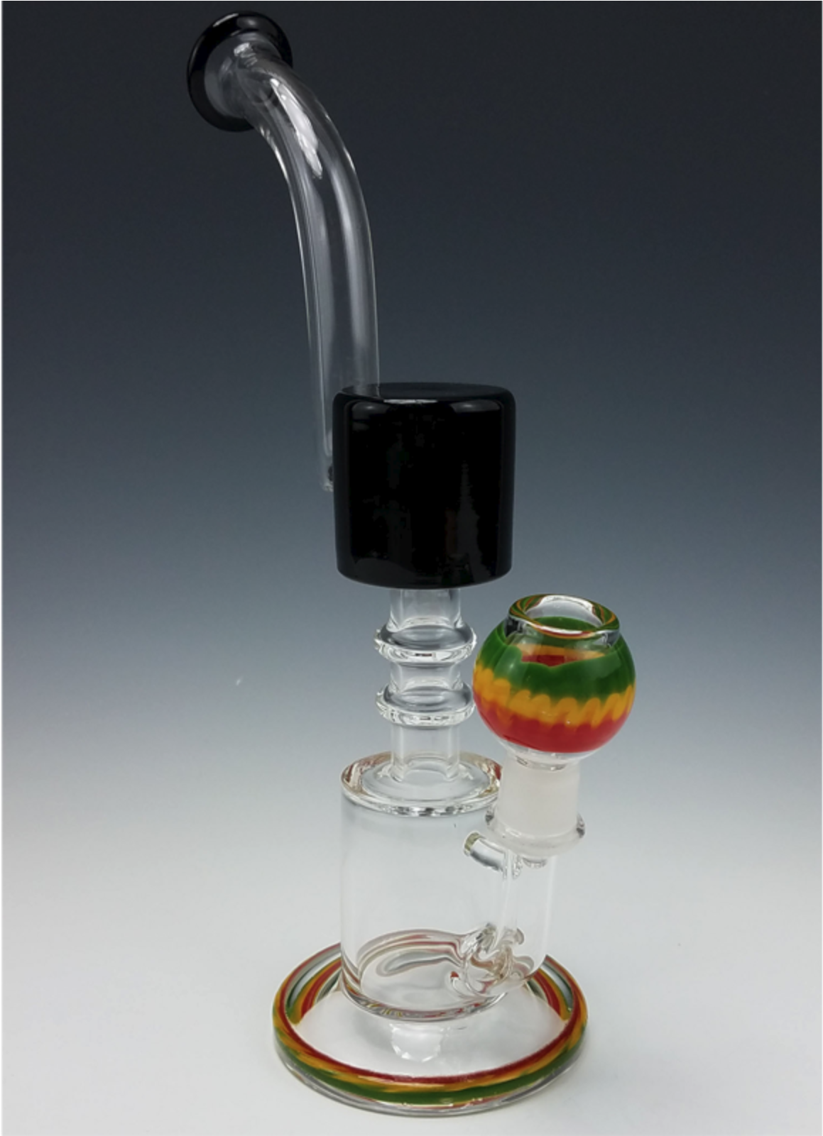 9" Rasta Colored Dab Rig With Bent Neck & Black Glass - Smoking Pipe (1600x1600), Png Download