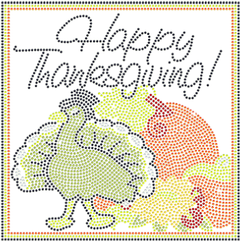 Happy Thanksgiving Turkey With Rhinestone Material - Craft (415x415), Png Download
