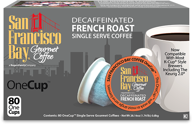 Decaf French Roast Coffee, 80 Ct - San Francisco Bay Hazelnut Creme Gourmet Coffee Single (650x650), Png Download