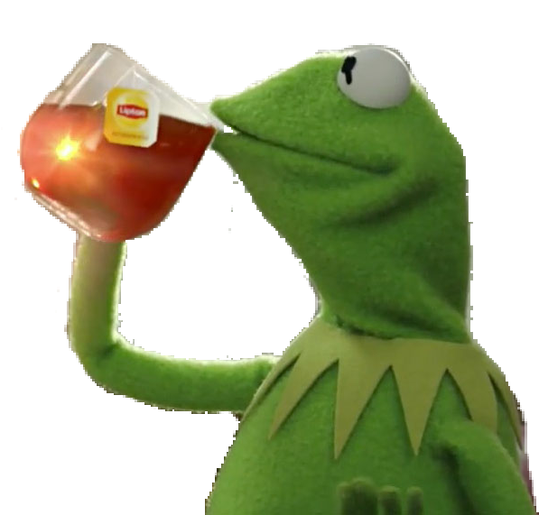 Report Abuse - Kermit Sipping Tea Sticker (1249x703), Png Download