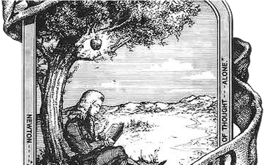 Apple's Original Logo Featured Sir Isaac Newton Inspired - Mind Forever Voyaging Through Strange Seas (600x338), Png Download
