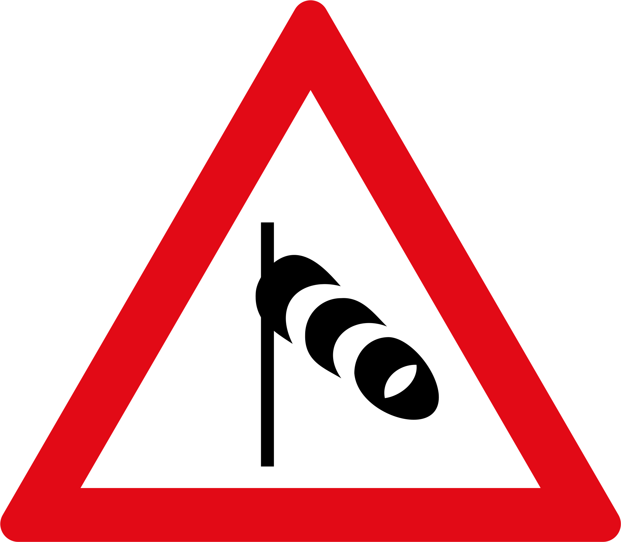 Winding Road Sign Right Left - Two Way Road Sign (2000x1748), Png Download