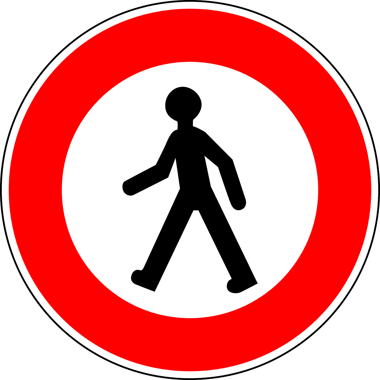 No Pedestrians Traffic Sign Sign - Panneau Limitation Vitesse 70 (1280x1280), Png Download