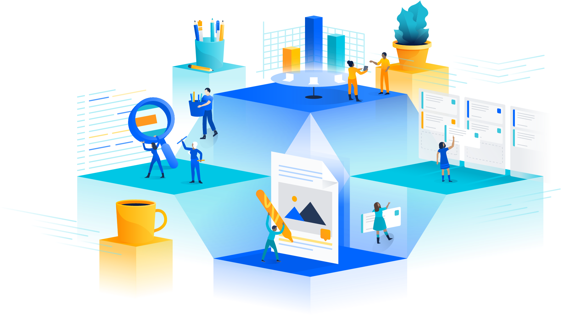 Hero Illustrations Contain More Than 3 People And Their - Atlassian Illust (1785x1038), Png Download