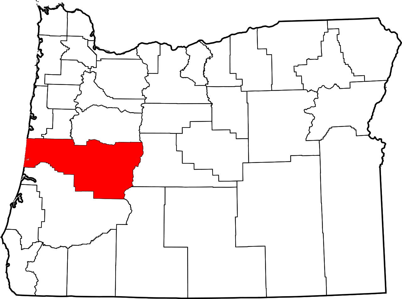 Map Of Oregon Highlighting Lane County - File Map Of Oregon (800x596), Png Download