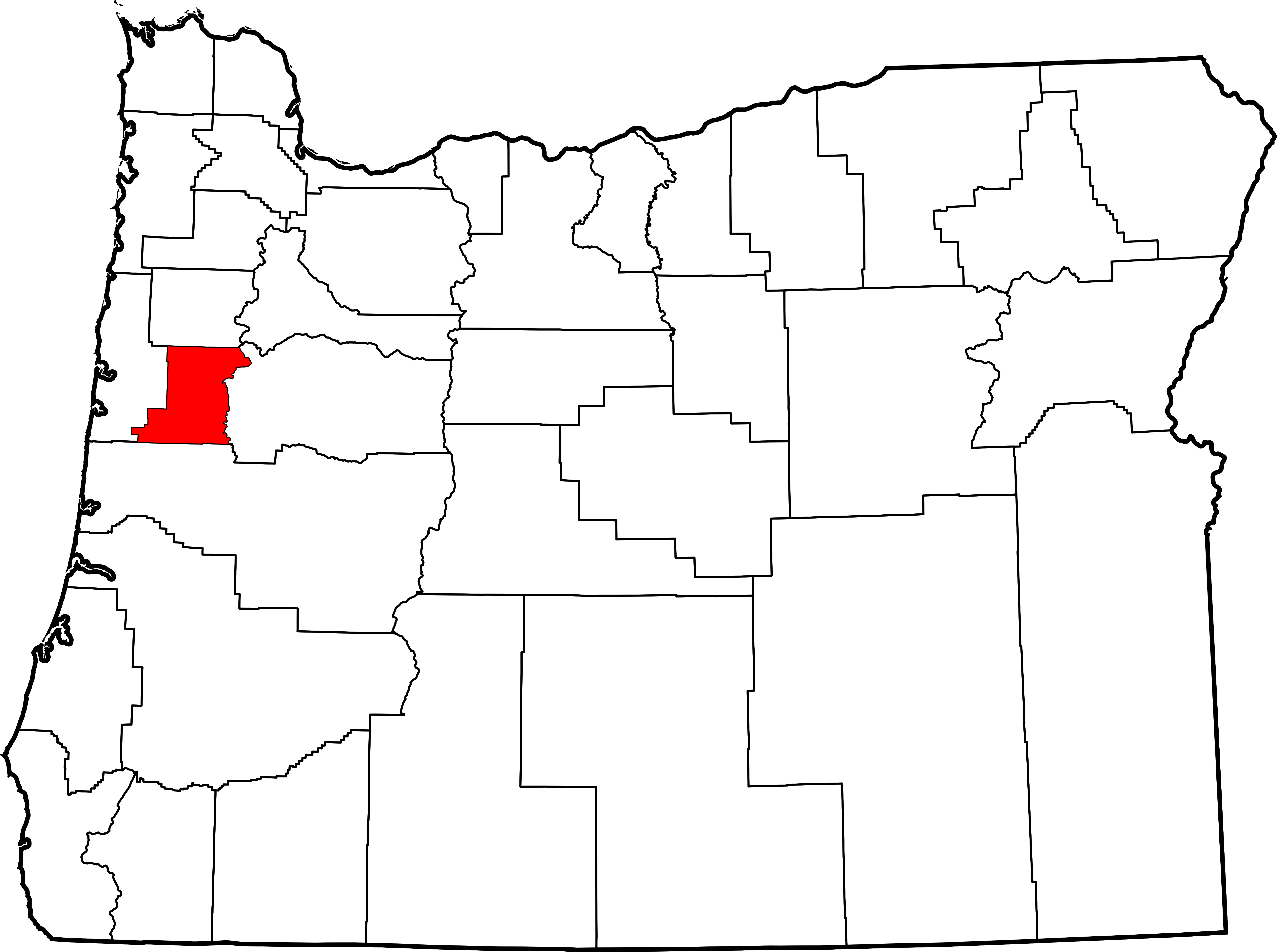 Map Of Oregon Highlighting Benton County - Benton County Oregon (6451x4810), Png Download