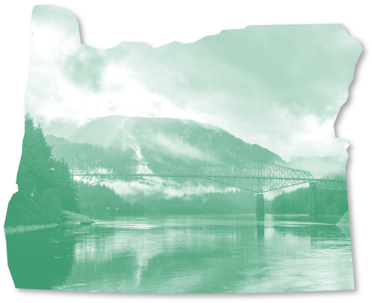 Outline Of The State Of Oregon Framing A Photo Of A - Raven On The Water By Andrew Taylor (550x464), Png Download