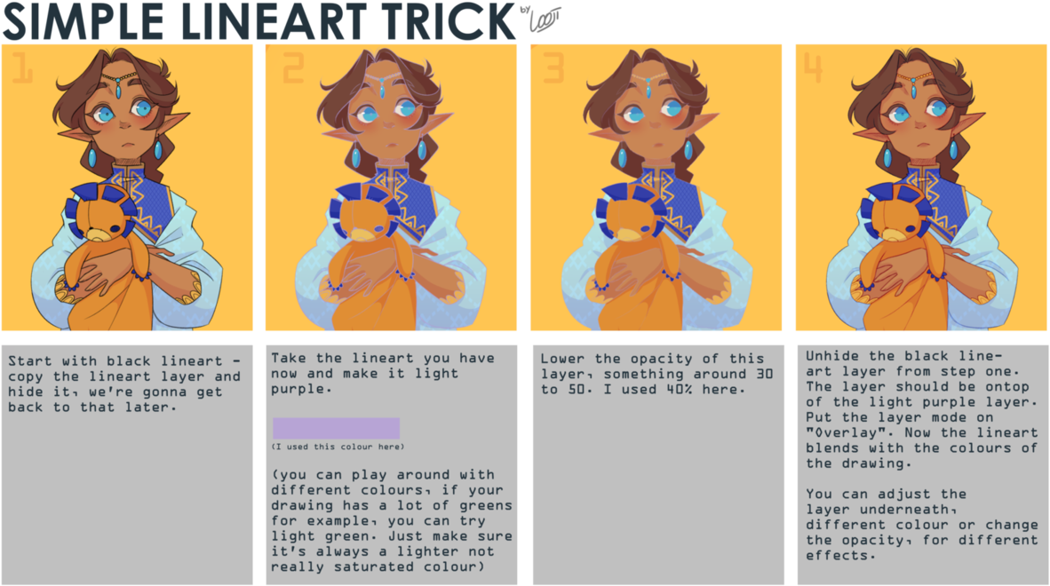 “ Simple Lineart Trick By Looji Support The Artist - Lineart Trick (1189x672), Png Download