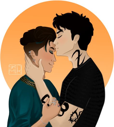 He's Quite Magical - Shadowhunters Alec Magnus Kiss Fanard (500x550), Png Download